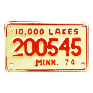 1974 Minnesota Motorcycle License Plate #200545