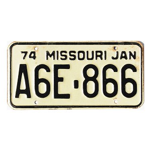 1974 Missouri License Plate #A6E866