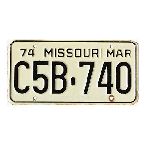 1974 Missouri License Plate #C5B740
