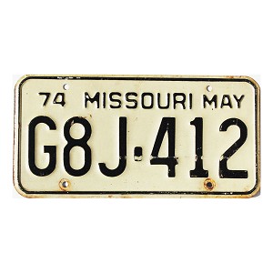 1974 Missouri License Plate #G8J412