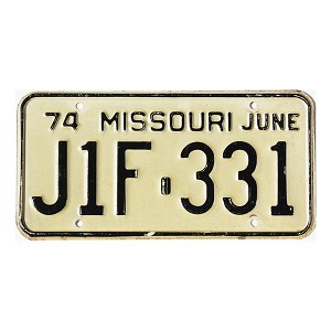 1974 Missouri License Plate #J1F331
