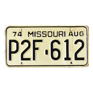 1974 Missouri License Plate #P2F612