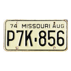 1974 Missouri License Plate #P7K856