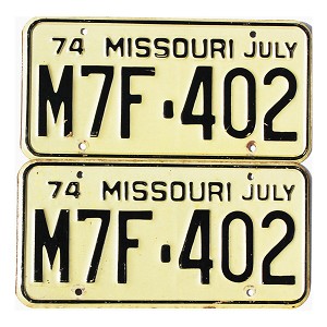 1974 Missouri License Plates Pair #M7F402