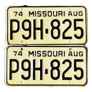 1974 Missouri License Plates Pair #P9H825
