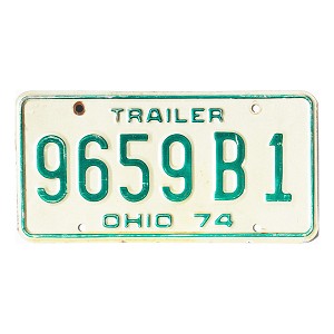1974 Ohio Trailer License Plate #9659B1