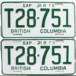 1975 British Columbia Logging Truck License Plates Pair #T28751