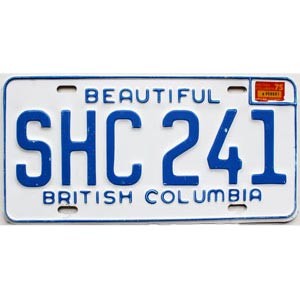 1975 British Columbia License Plate #SHC241