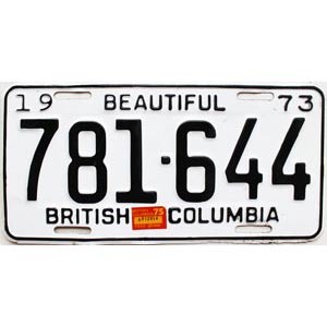 1975 British Columbia Truck License Plate #781644