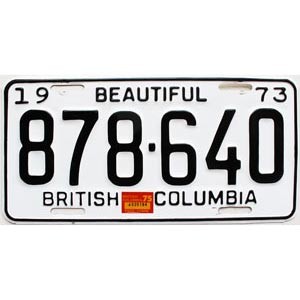 1975 British Columbia Truck License Plate #878640