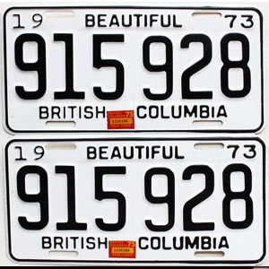 1975 British Columbia Truck License Plates Pair #915928