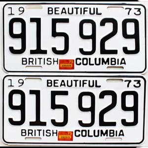 1975 British Columbia Truck License Plates Pair #915929
