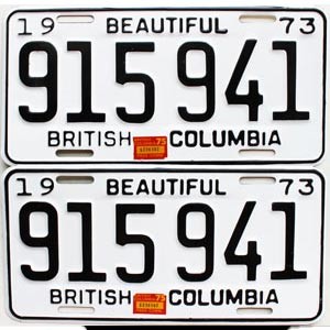 1975 British Columbia Truck License Plates Pair #915941