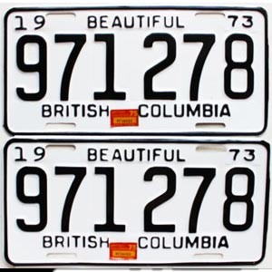 1975 British Columbia Truck License Plates Pair #971278