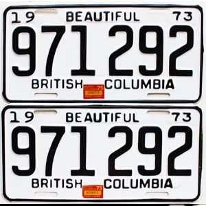 1975 British Columbia Truck License Plates Pair #971292