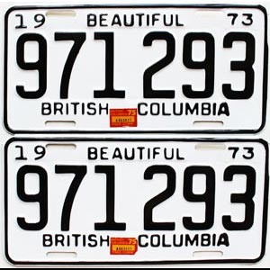 1975 British Columbia Truck License Plates Pair #971293