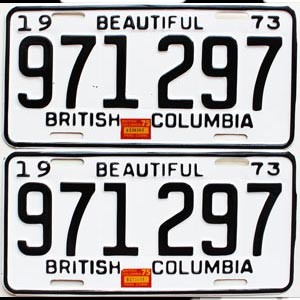 1975 British Columbia Truck License Plates Pair #971297