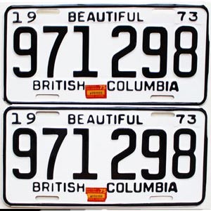 1975 British Columbia Truck License Plates Pair #971298