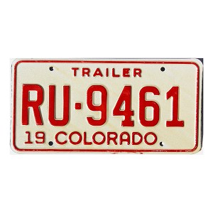 1975 Colorado Trailer License Plate #RU9461