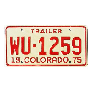 1975 Colorado Trailer License Plate #WU1259