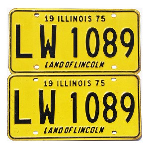 1975 Illinois License Plates Pair #LW1089