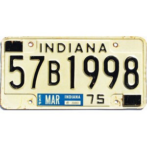 1975 Indiana License Plate #57B1998