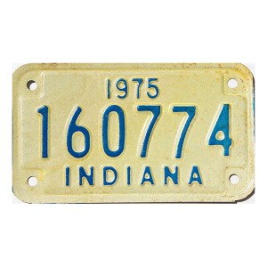 1975 Indiana Motorcycle License Plate #160774