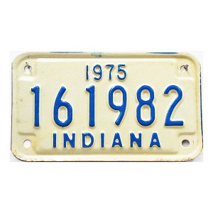 1975 Indiana Motorcycle License Plate #161982