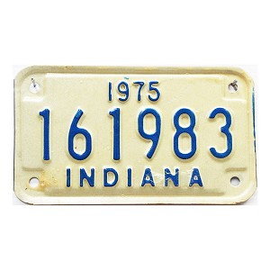 1975 Indiana Motorcycle License Plate #161983