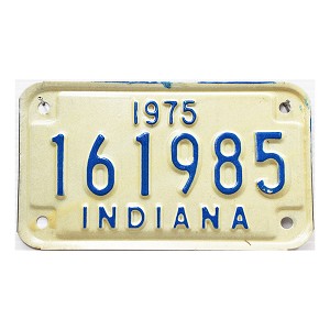 1975 Indiana Motorcycle License Plate #161985