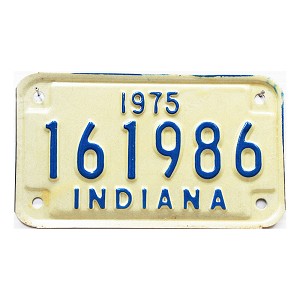 1975 Indiana Motorcycle License Plate #161986