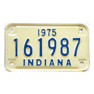 1975 Indiana Motorcycle License Plate #161987