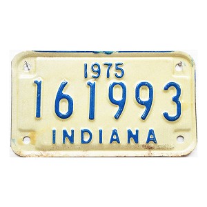 1975 Indiana Motorcycle License Plate #161993