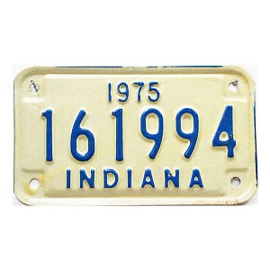 1975 Indiana Motorcycle License Plate #161994