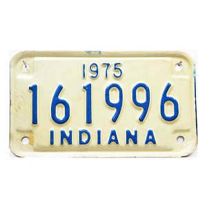 1975 Indiana Motorcycle License Plate #161996