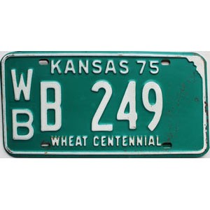1975 Kansas License Plate #B249