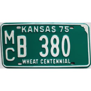 1975 Kansas License Plate #B380