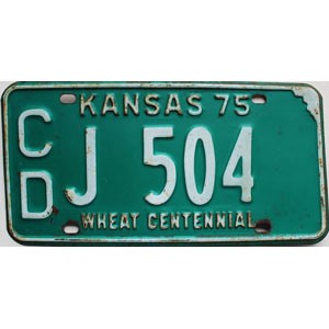 1975 Kansas License Plate #J504