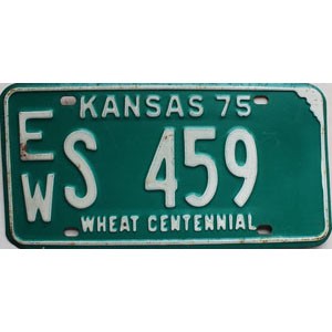 1975 Kansas License Plate #S459