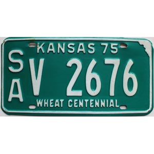 1975 Kansas License Plate #V2676