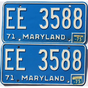 1975 Maryland Masons License Plates Pair #EE3588