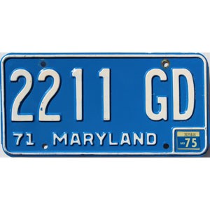 1975 Maryland Truck License Plate #2211GD