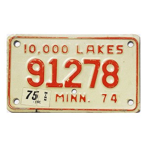 1975 Minnesota Motorcycle License Plate #91278