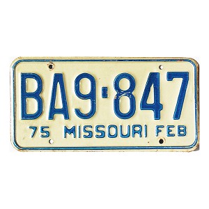 1975 Missouri License Plate #BA9847