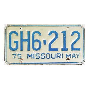 1975 Missouri License Plate #GH6212