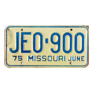 1975 Missouri License Plate #JE0900