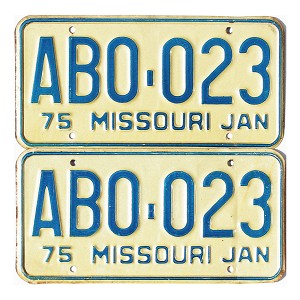 1975 Missouri License Plates Pair #AB0023