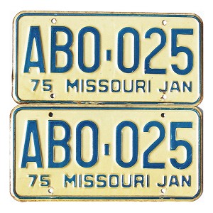 1975 Missouri License Plates Pair #AB0025