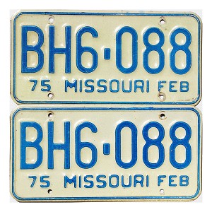 1975 Missouri License Plates Pair #BH6088