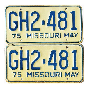 1975 Missouri License Plates Pair #GH2481